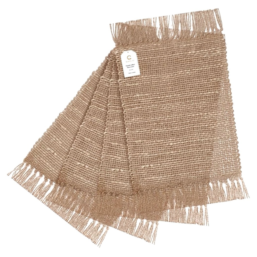 Handcrafted, beige, jute, set of 4, 19x14, placemats